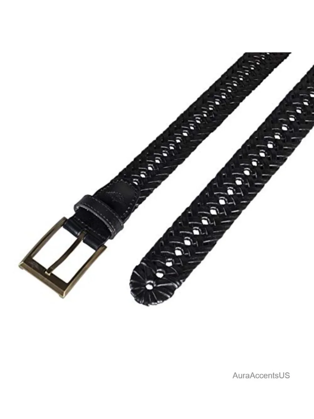 Braided Leather Belt, Fully Adjustable, Men's Casual